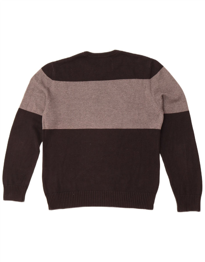 Suéter masculino Guess com gola redonda, algodão colorblock preto médio
