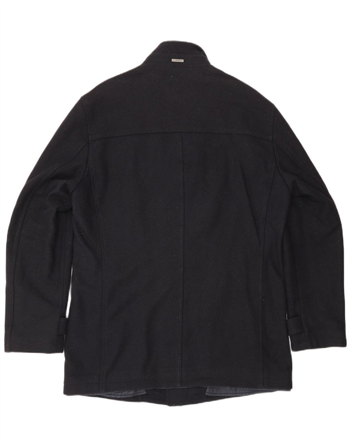 Sobretudo masculino Hugo Boss EU 50 grande lã azul marinho