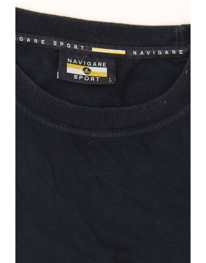 NAVIGARE Mens T-Shirt Top Large Navy Blue Cotton Vintage Navigare and Second-Hand Navigare from Messina Hembry 