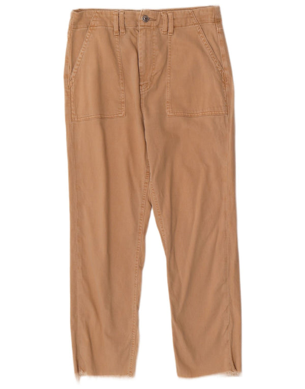 Calça feminina cortada reta Marks & Spencer Reino Unido 12 médio W30 L25 bege