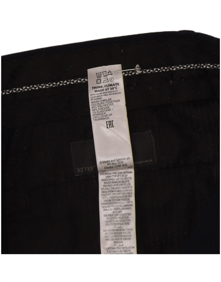 Calça Chino Slim Masculina Marks & Spencer W32 L33 Poliéster Azul Marinho