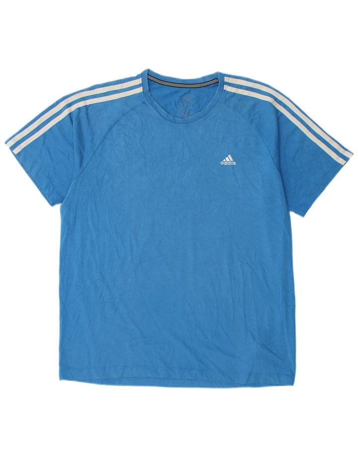 Adidas Mens Climalite Camiseta Top Grande Algodão Azul