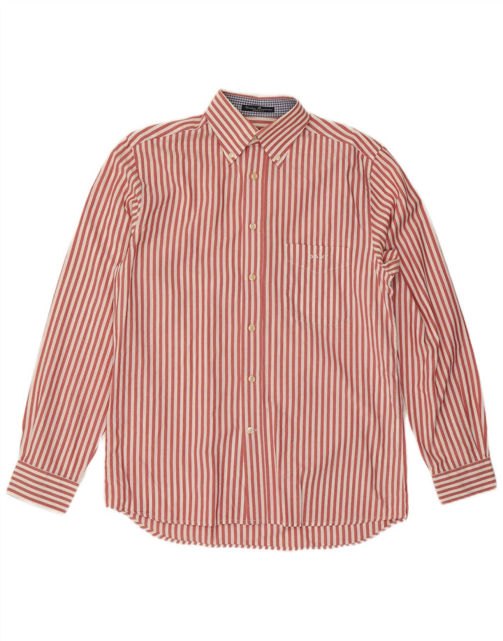 Camisa masculina Gant Regular Fit pequena risca de giz vermelha de algodão