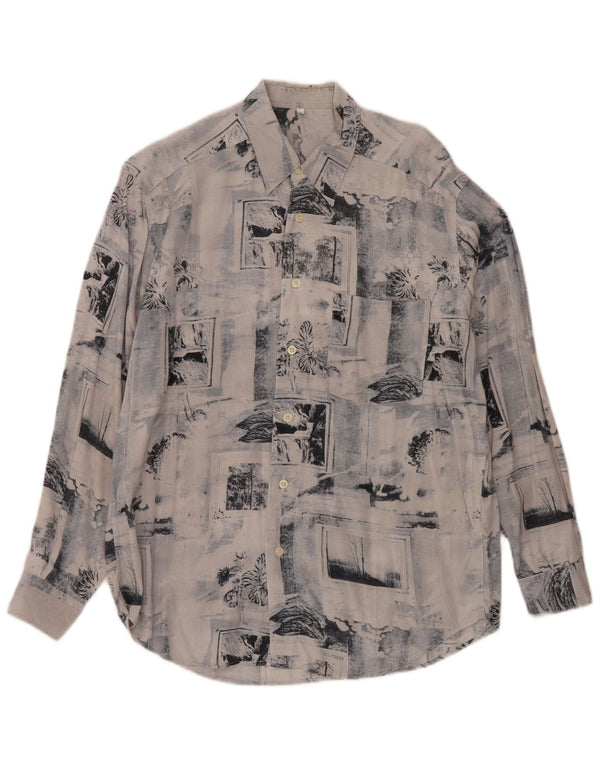 Camisa masculina vintage média azul patchwork viscose