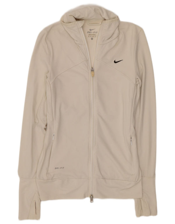 Nike Womens Dri Fit Tracksuit Top Jacket UK 6 XS Branco