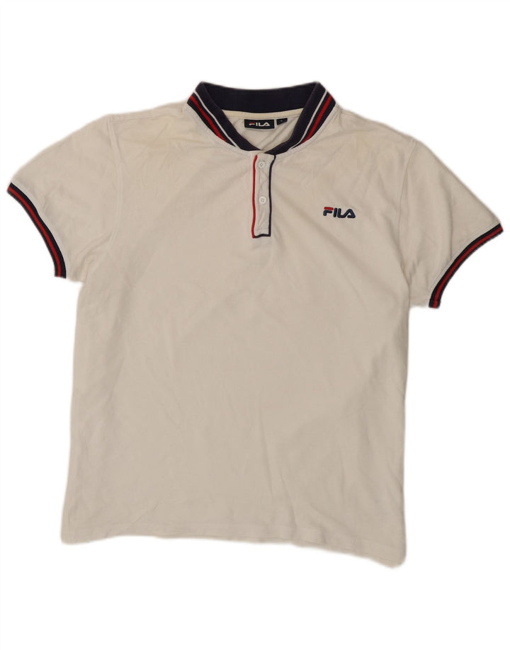 Camisa polo masculina Fila grande algodão listrado branco