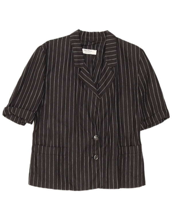 Max Mara Womens 2 Button Blazer Jacket UK 14 Medium Black Pinstripe