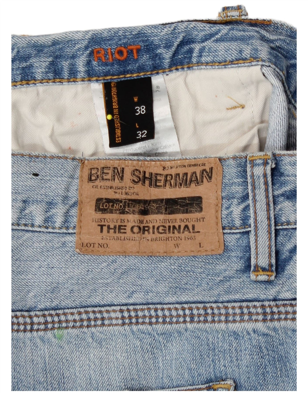 Ben Sherman Mens Riot Bootcut Jeans W38 L32 Azul Algodão