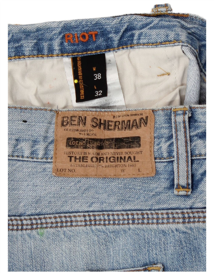 Ben Sherman Mens Riot Bootcut Jeans W38 L32 Azul Algodão