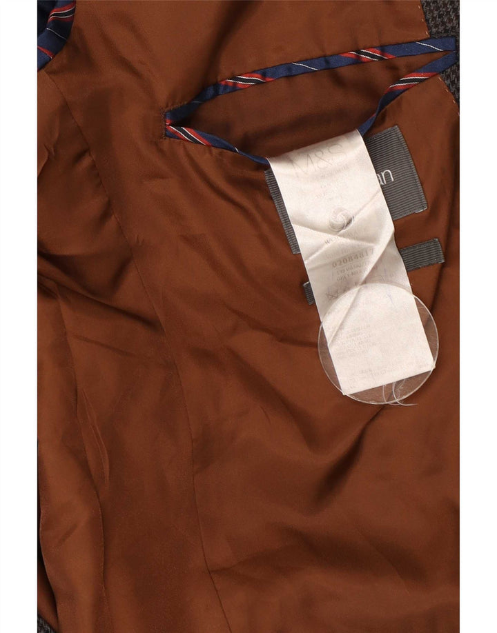 Jaqueta blazer masculina de 2 botões Marks & Spencer Reino Unido 42 grande lã xadrez cinza