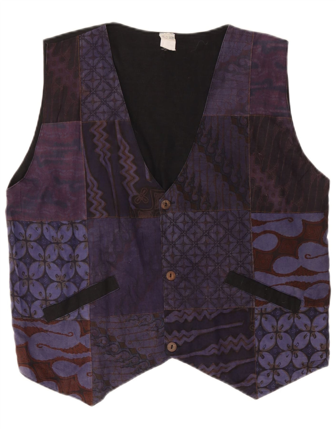 Colete masculino vintage médio roxo patchwork algodão