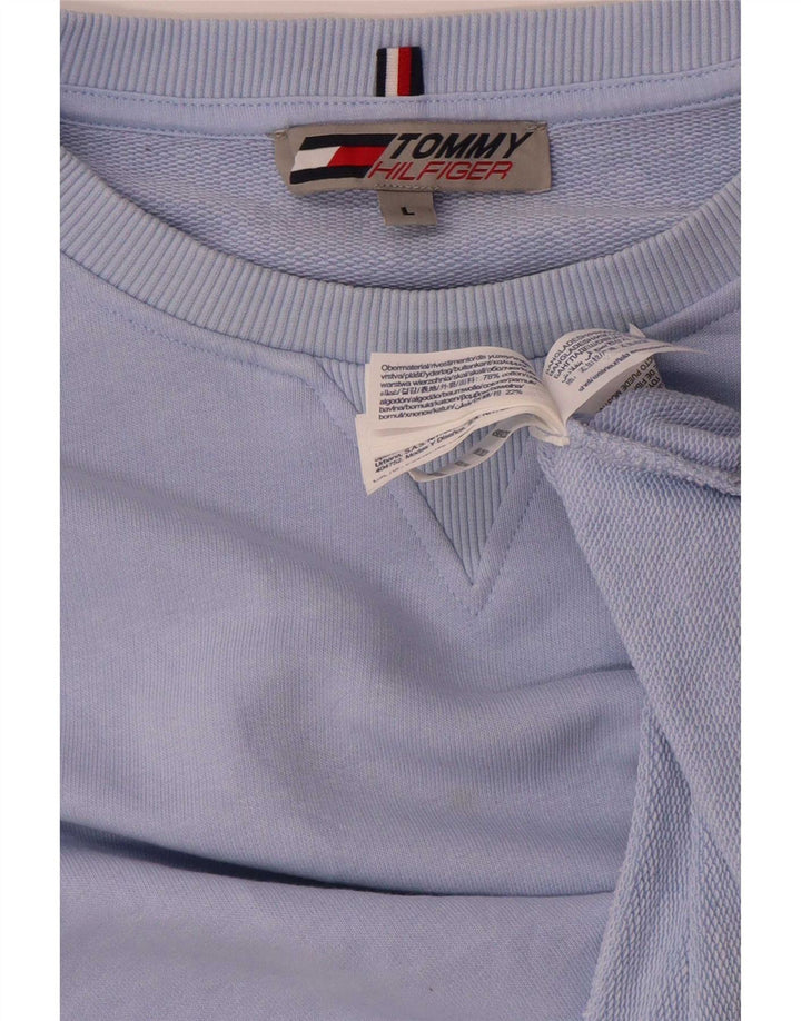 Tommy Hilfiger moletom feminino jumper UK 16 grande algodão azul