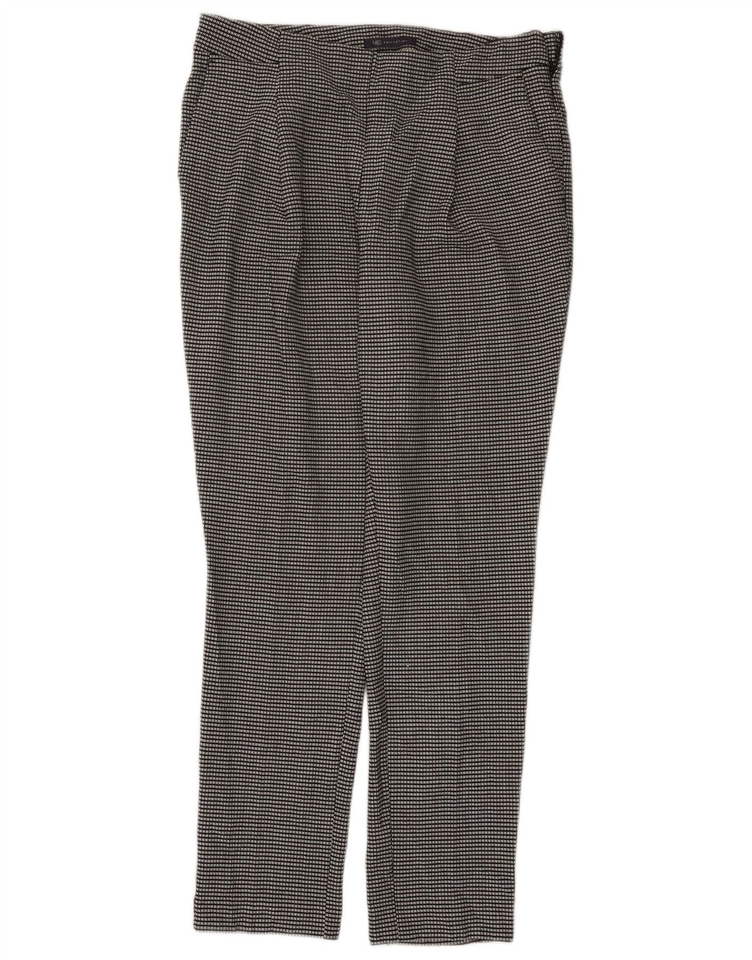 Calça Chino Feminina Marks & Spencer Reino Unido 12 Médio W32 L29 Xadrez Preta