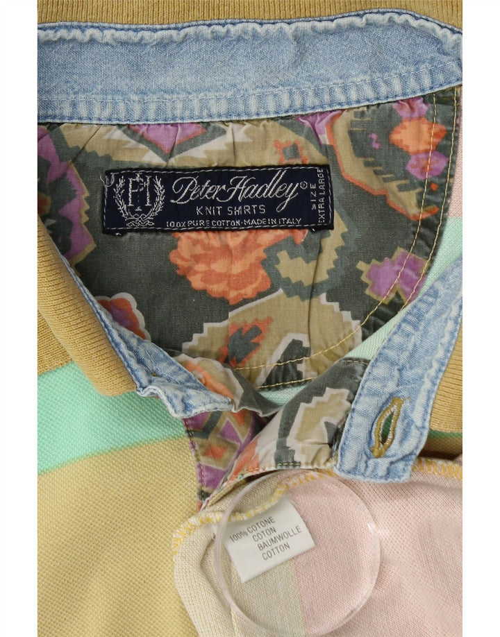 Camisa polo masculina PETER HADLEY XL de algodão listrado multicolorido