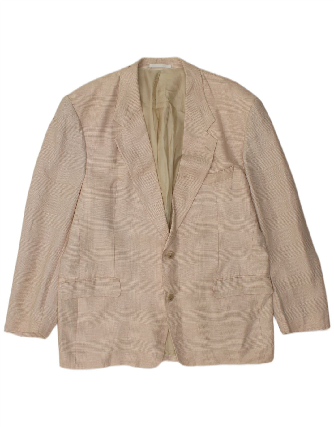 Jaqueta blazer masculina de 2 botões HUGO BOSS UE 56 3XL linho xadrez bege