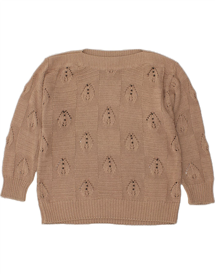 VINTAGE Womens Boat Neck Jumper Sweater UK 20 2XL Brown Cotton Vintage Vintage and Second-Hand Vintage from Messina Hembry 