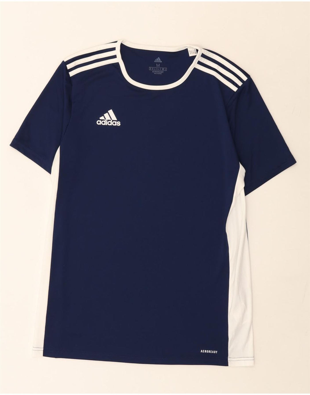 Adidas Mens Aeroready Camiseta Top Médio Azul Marinho Colourblock Poliéster