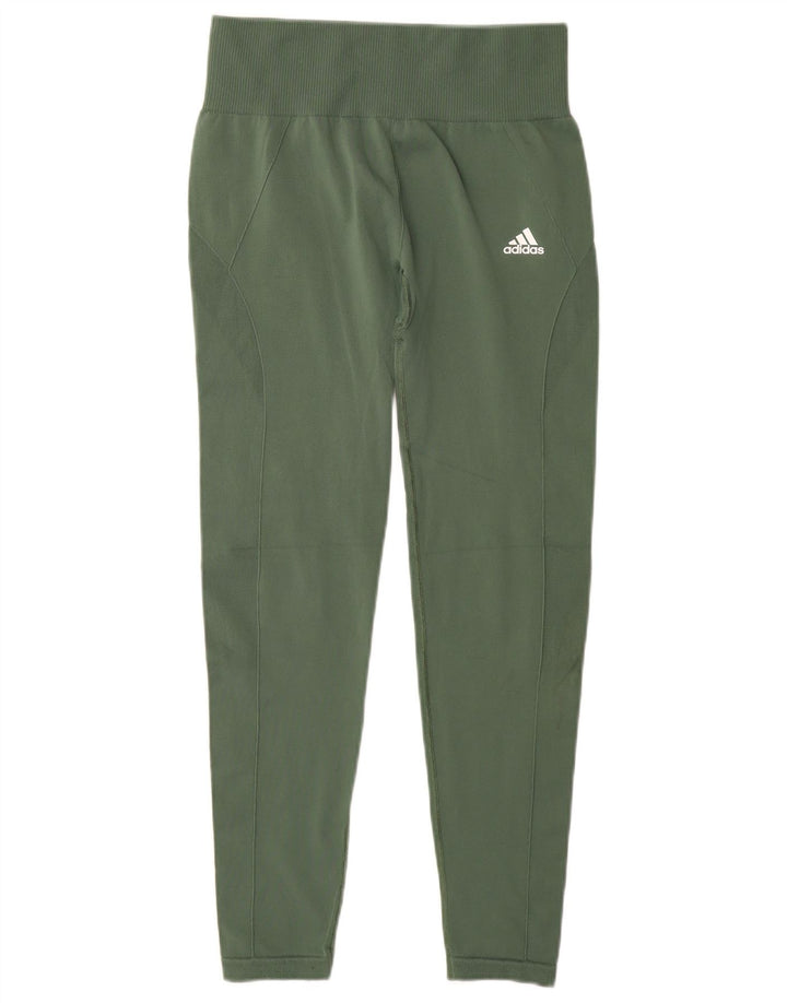 Leggings Adidas Femininas UK 8/10 Pequenas Verdes Poliéster