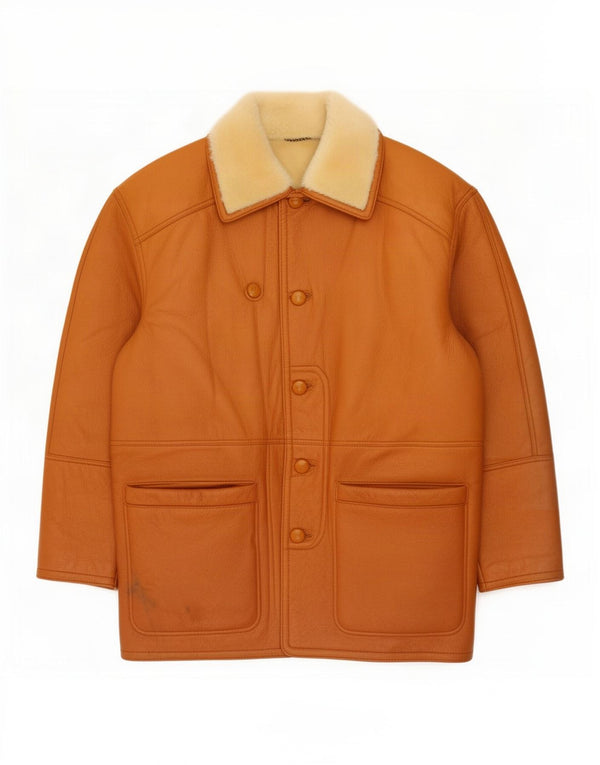 Jaqueta masculina vintage Shearling IT 52 XL marrom