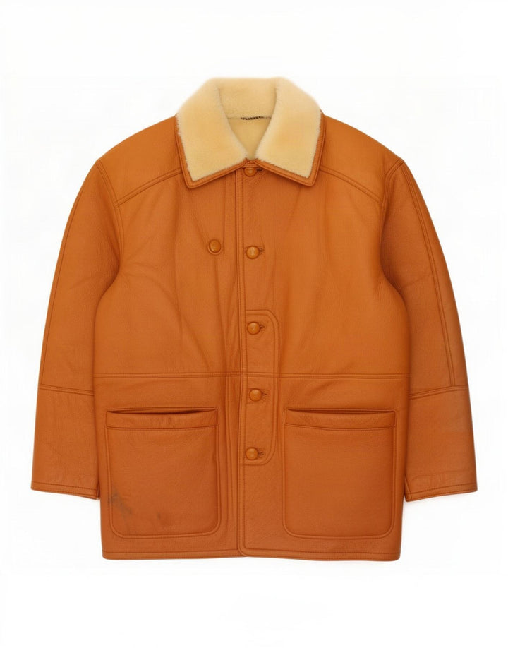 Jaqueta masculina vintage Shearling IT 52 XL marrom
