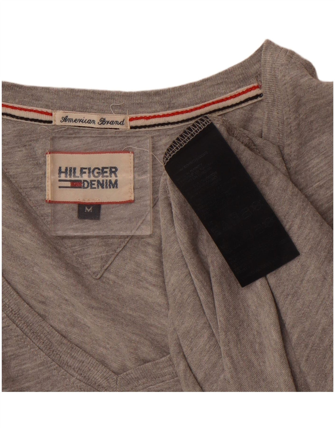 Camiseta masculina TOMMY HILFIGER de algodão manchado cinza médio