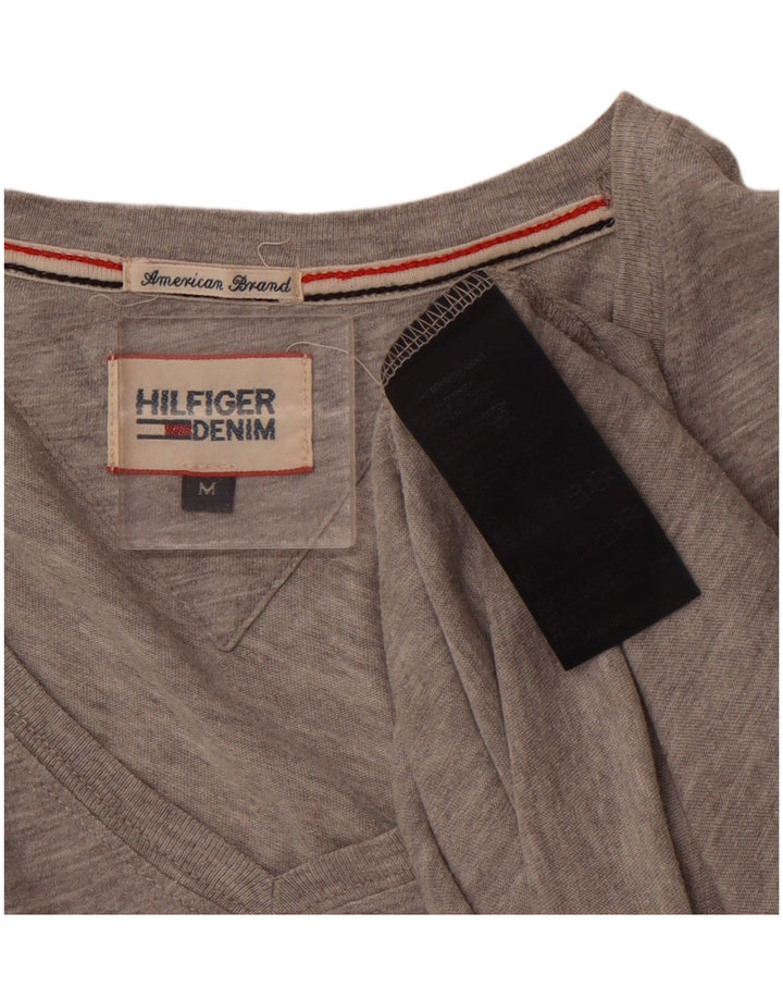Camiseta masculina TOMMY HILFIGER de algodão manchado cinza médio
