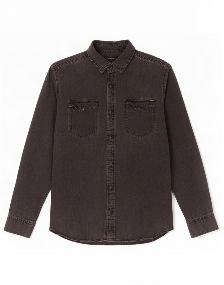 Camisa jeans masculina Jack & Jones grande algodão cinza