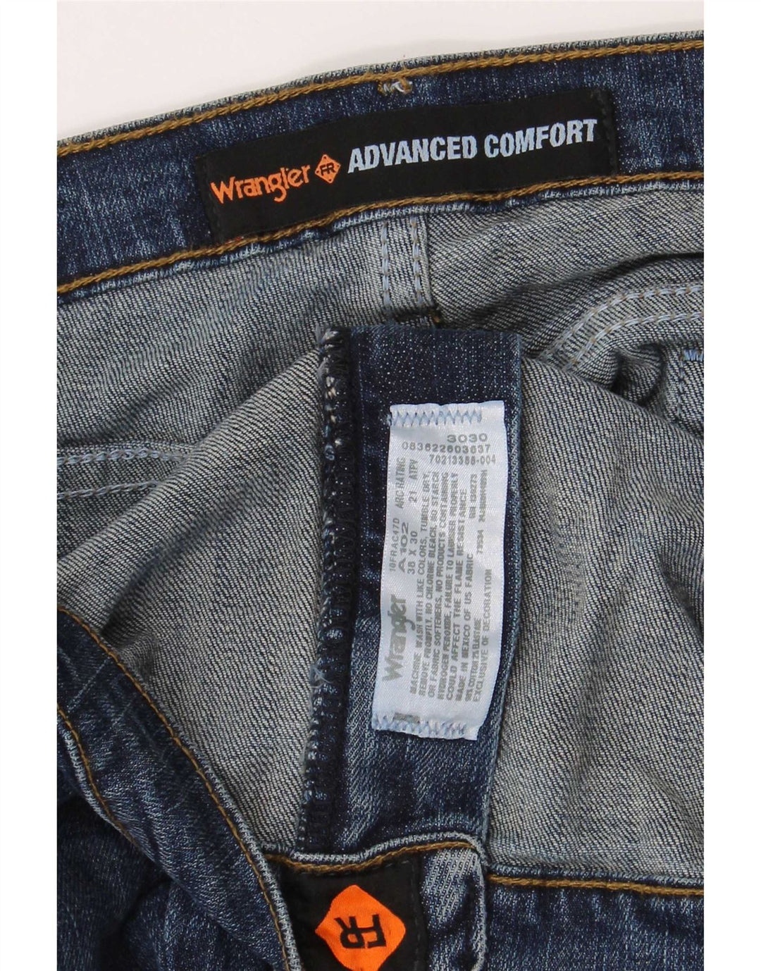 Wrangler Mens Straight Jeans W38 L30 Azul Algodão