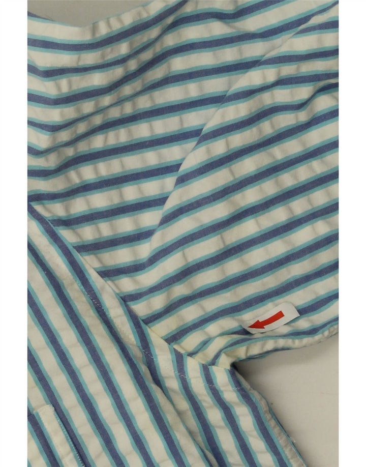 Camisa masculina Best Company grande algodão listrado azul
