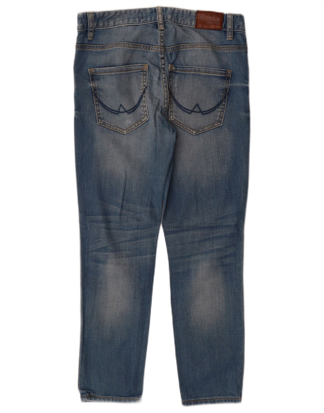 Jeans femininos SUPERDRY Girlfriend Distressed Slim W26 L30 Azul Algodão