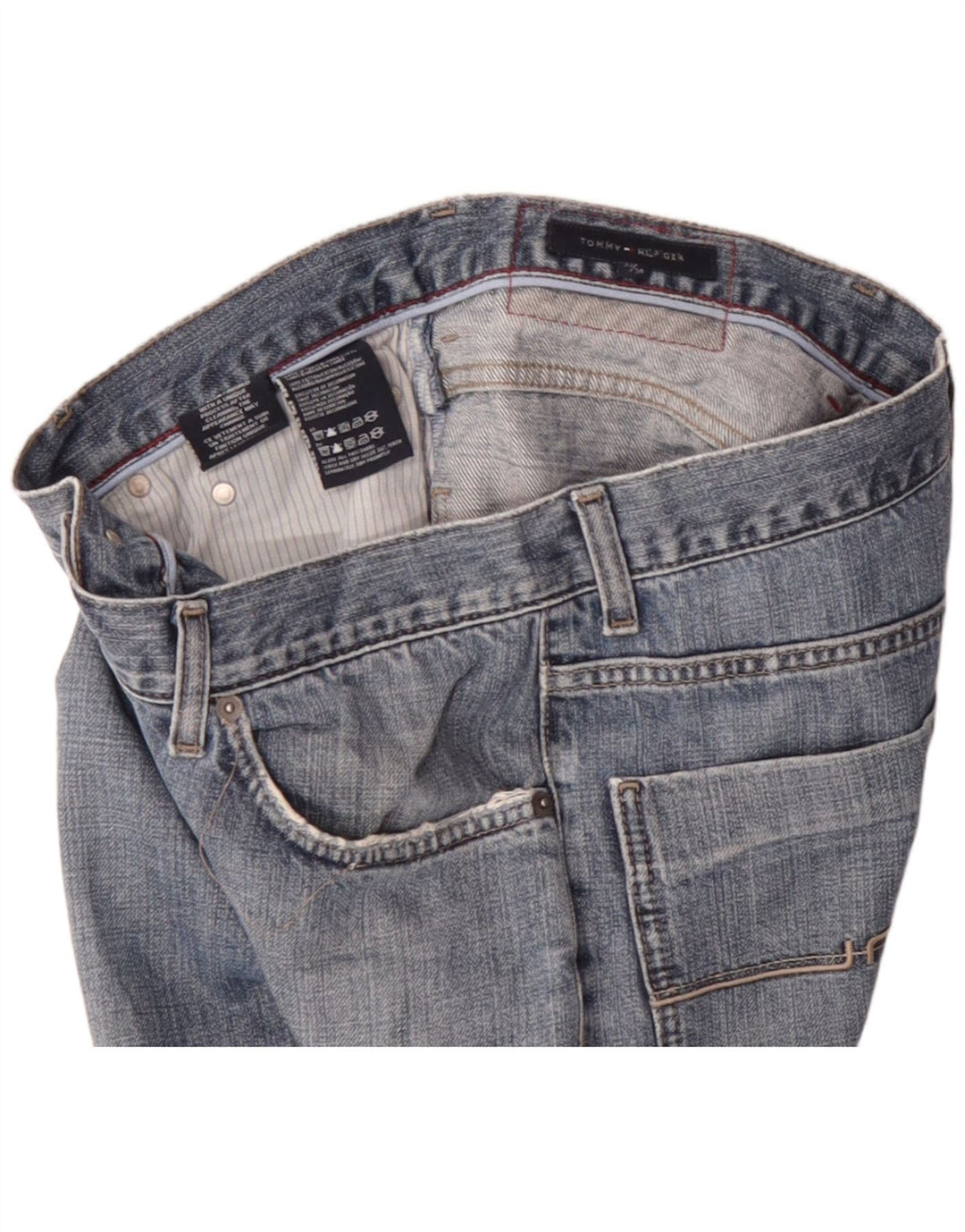 Jeans retos masculinos Tommy Hilfiger W34 L34 algodão azul
