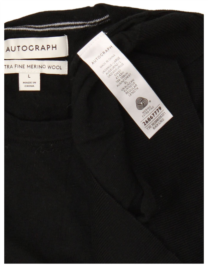 Suéter masculino Marks & Spencer Autograph com gola redonda grande preto