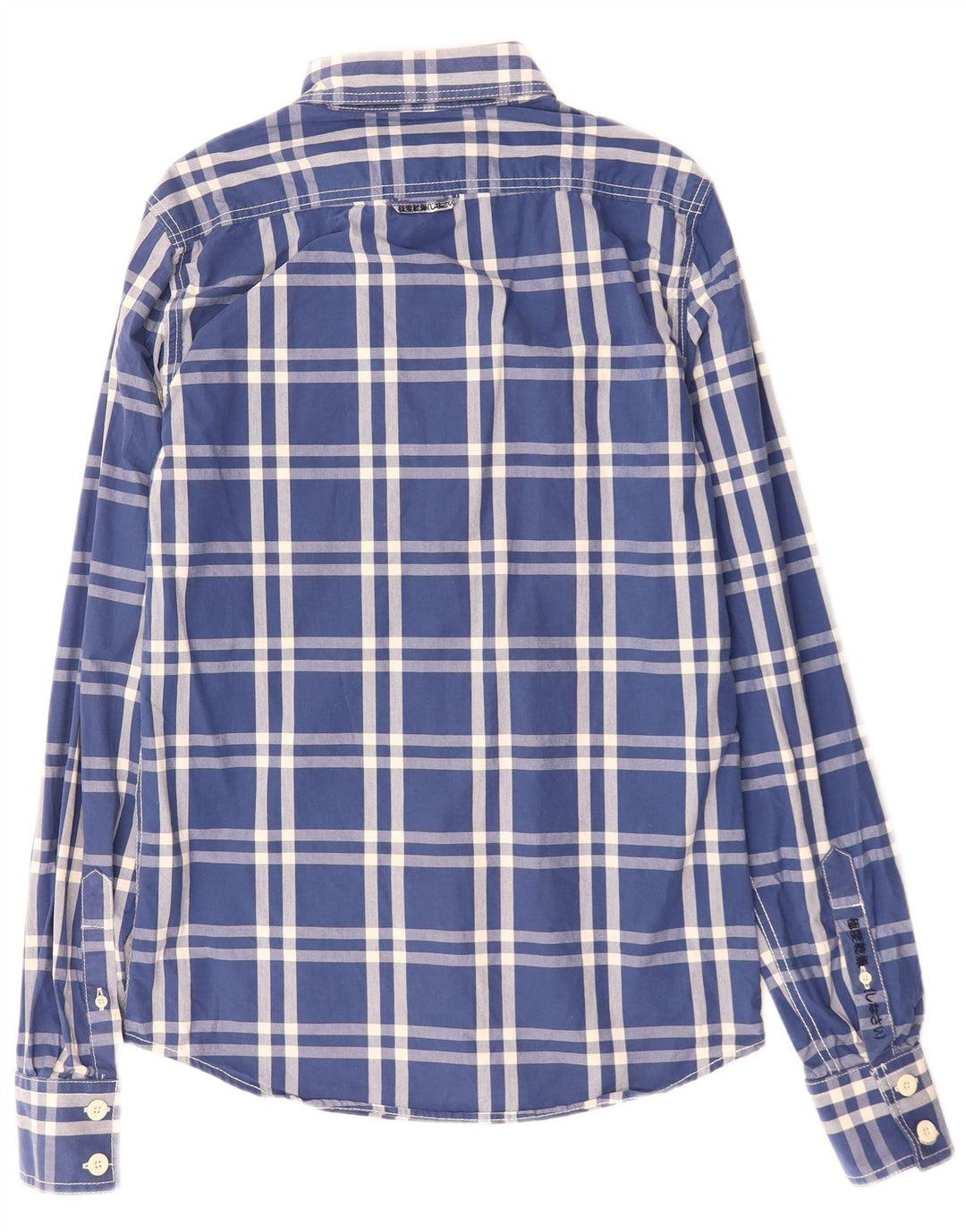 Camisa masculina SUPERDRY de algodão xadrez azul médio