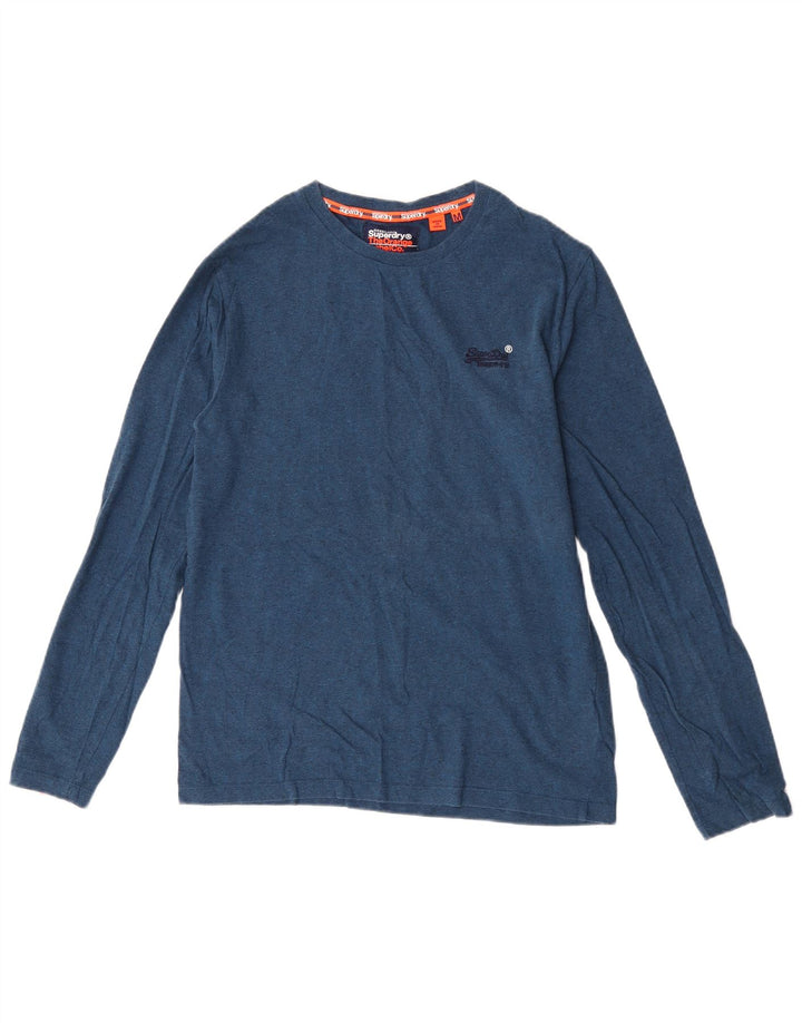 Top masculino Superdry manga comprida médio algodão azul marinho
