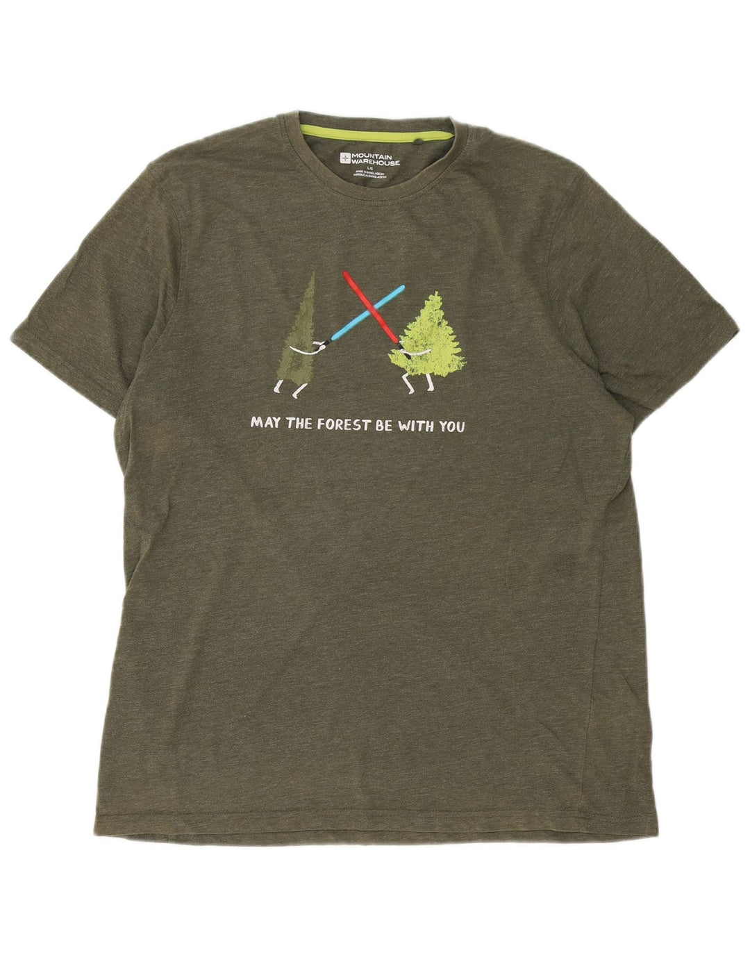 Camiseta gráfica masculina Mountain Warehouse grande algodão verde