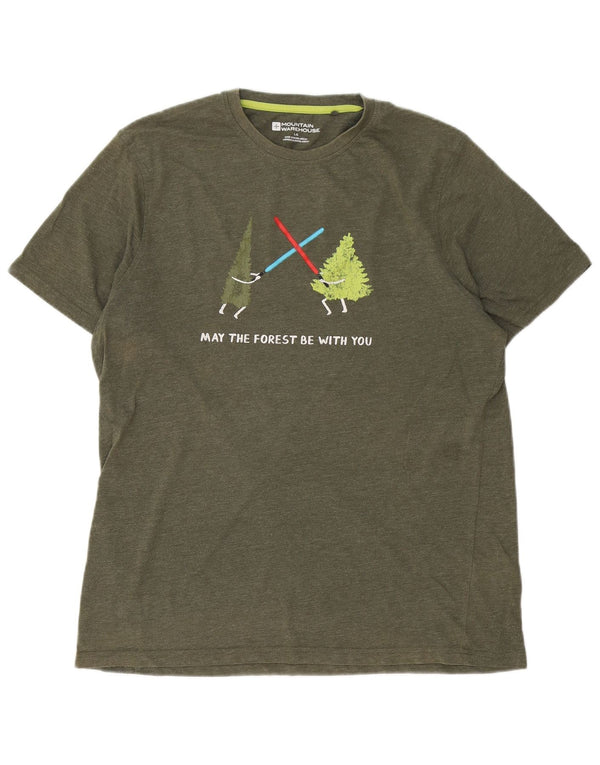Camiseta gráfica masculina Mountain Warehouse grande algodão verde