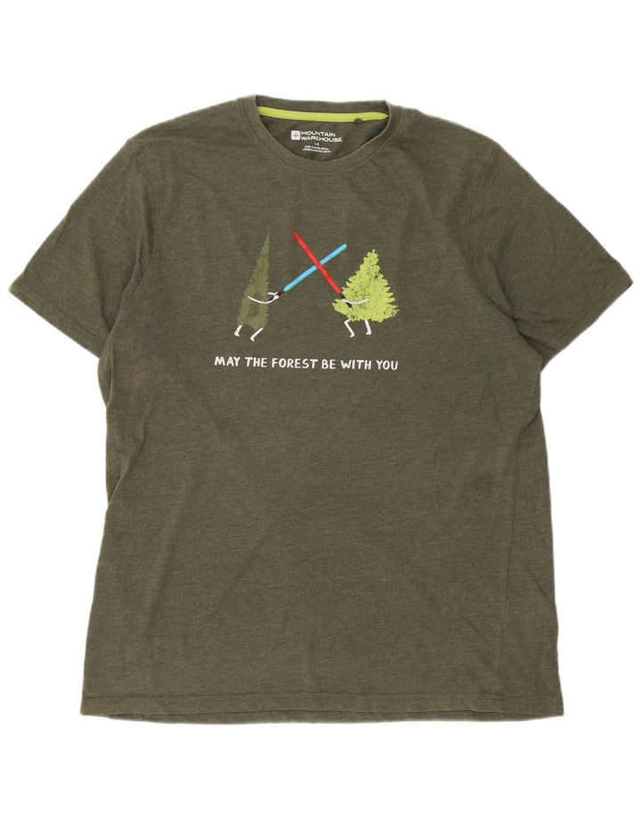 Camiseta gráfica masculina Mountain Warehouse grande algodão verde