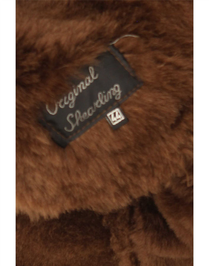 Casaco feminino vintage de shearling IT 44 marrom médio