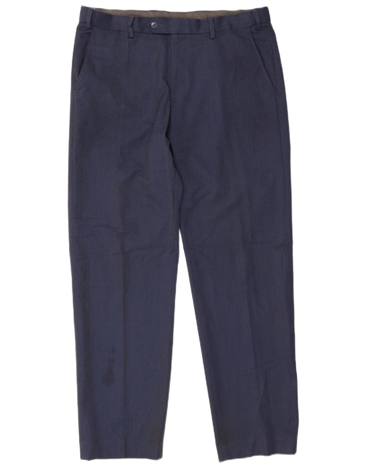 Calça masculina reta regular Marks & Spencer W36 L31 azul marinho