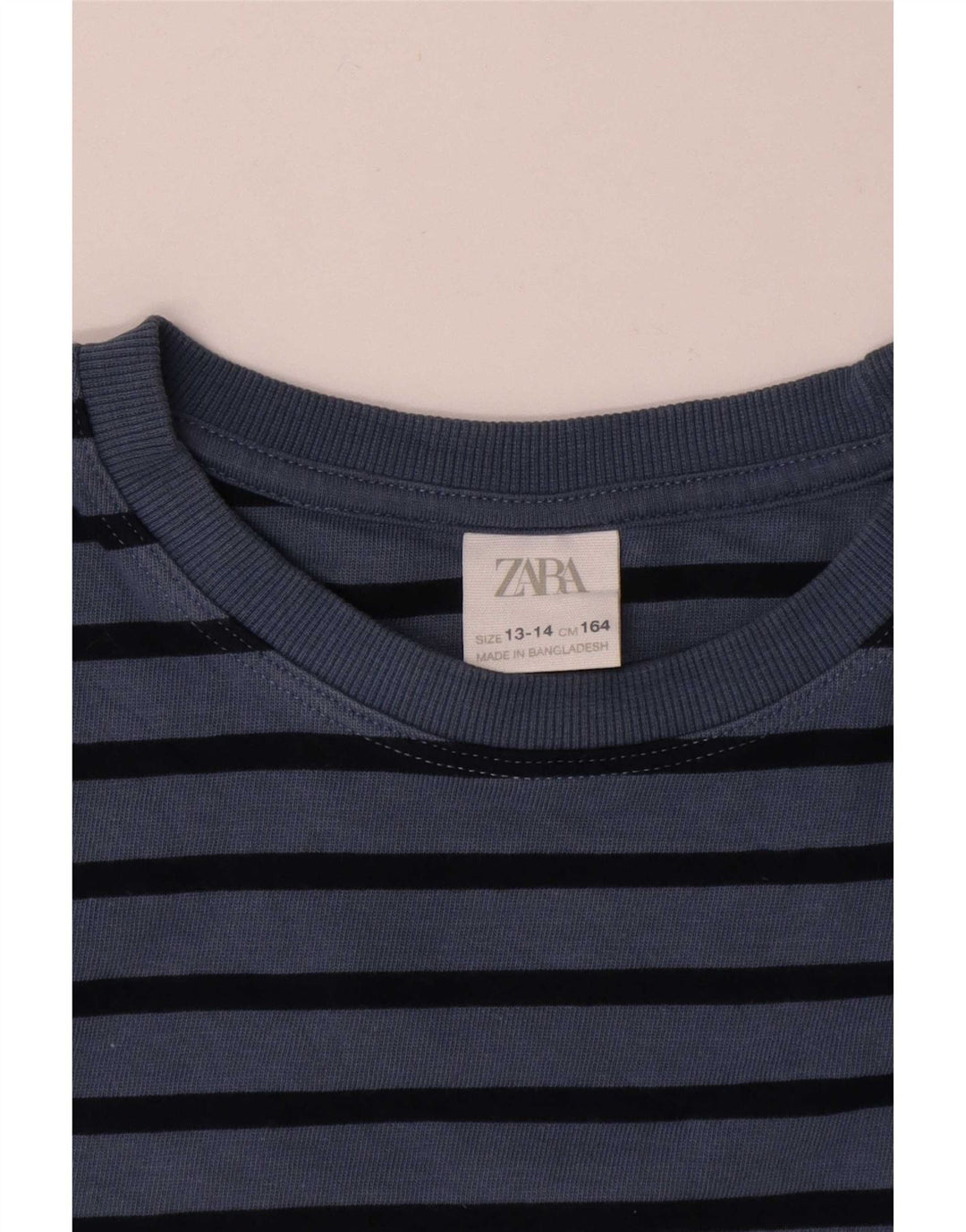 Zara Boys Top manga comprida 13-14 anos algodão listrado azul