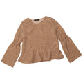 Blusa feminina de manga comprida ZARA UK 10 poliéster manchado bege pequeno