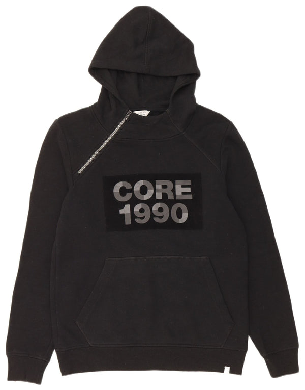 Jack & Jones moletom masculino com capuz e gola com zíper, poliéster preto médio