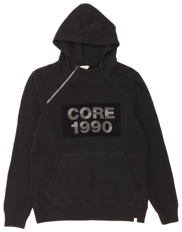 Jack & Jones moletom masculino com capuz e gola com zíper, poliéster preto médio