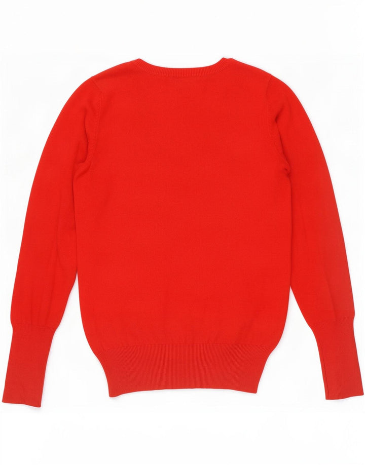 Suéter feminino Zara com decote em V UK 12 vermelho médio