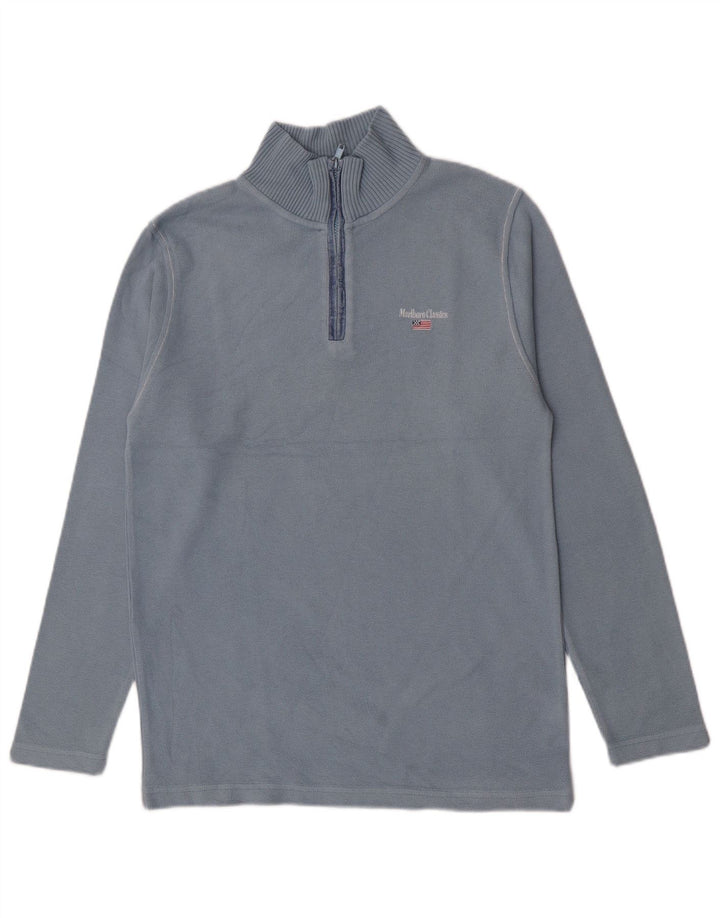 Marlboro Classics Suéter masculino com zíper e gola 15-16 anos grande azul