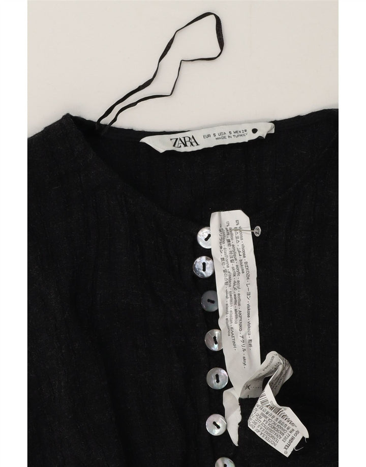Blusa camisa feminina Zara Reino Unido 10 pequena viscose cinza
