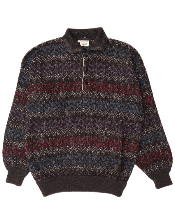Vintage Mens Polo Neck Jumper Sweater IT 52 Large Multicoloured Chevron