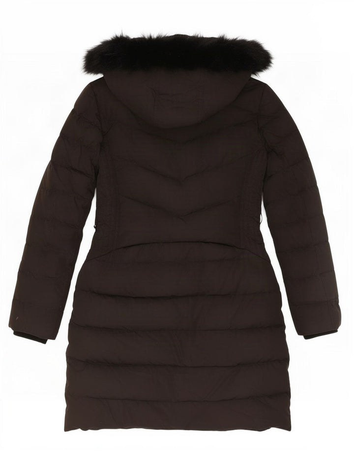 Casaco acolchoado com capuz feminino Zara UK 10 pequeno poliéster preto