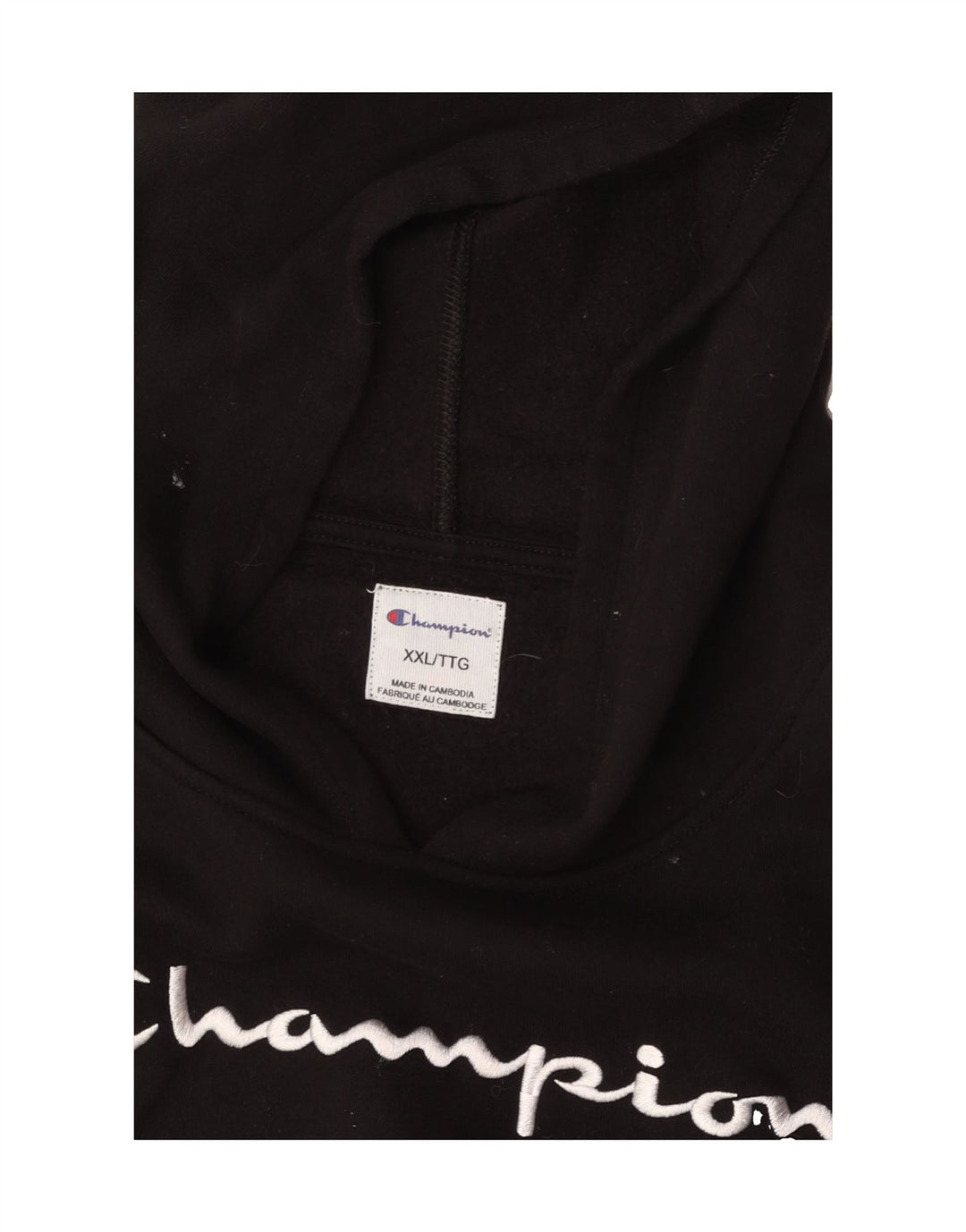 CHAMPION Womens Crop Oversized Graphic Hoodie Jumper UK 20 2XL Black Vintage Champion and Second-Hand Champion from Messina Hembry 
