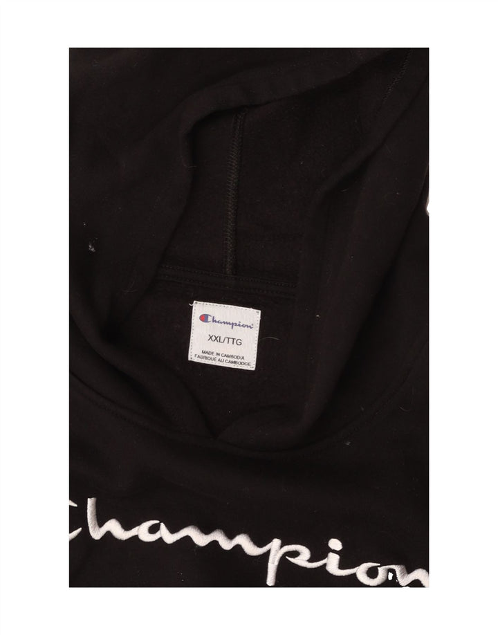 CHAMPION Womens Crop Oversized Graphic Hoodie Jumper UK 20 2XL Black Vintage Champion and Second-Hand Champion from Messina Hembry 